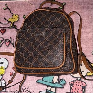 Nine West Brown Patterned Backpack
